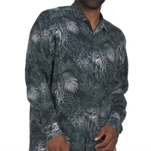 TOMMY BAHAMA Big And Tall Silk Luminescent Fronds Long Sleeve Shirt  size XXL